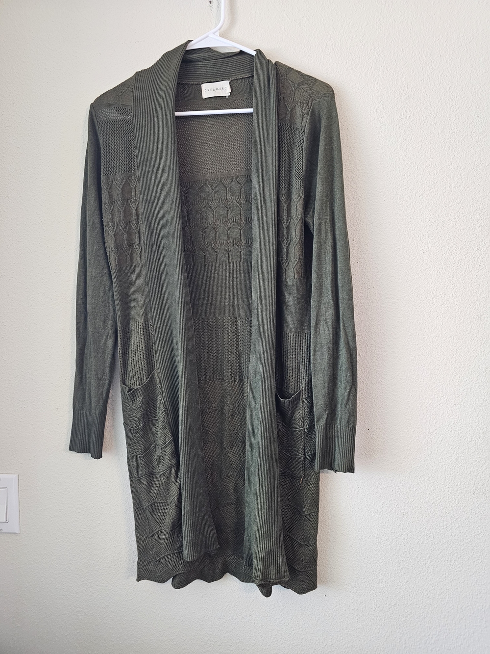 Dreamers Olive Green Open-Front Longline Cardigan